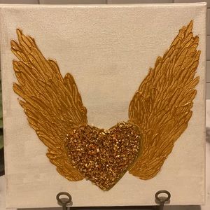 Crystal heart with Angel Wings painting